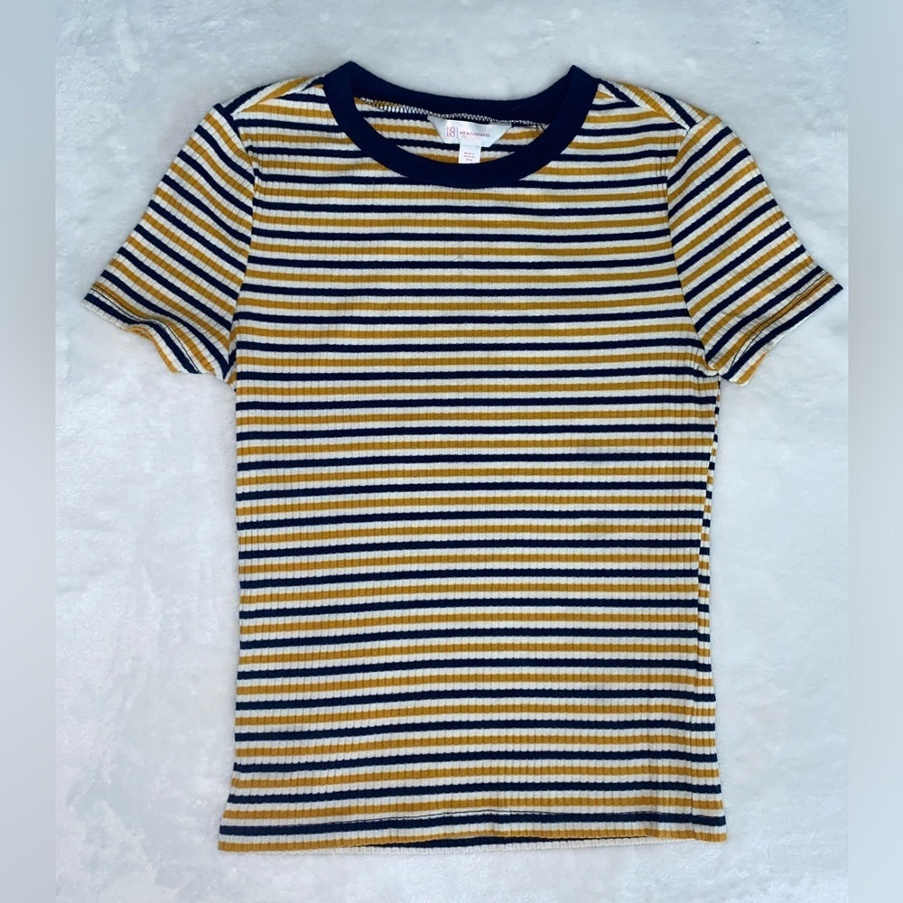 No Boundaries Mustard Yellow & Navy Blue T-Shirt